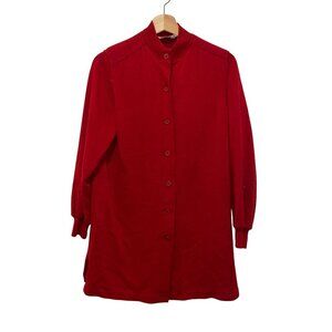 Rodier Vintage  Red Lamswool Cardigan Sweater Size 42 Womens